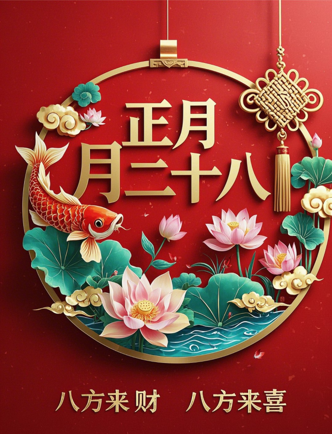 正月二十八：愿你吉祥安康，八方来财，八方来喜，早安祝福语图片-5821-1