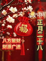 正月二十八：愿你吉祥安康，八方来财，八方来喜，早安祝福语图片-5821-8