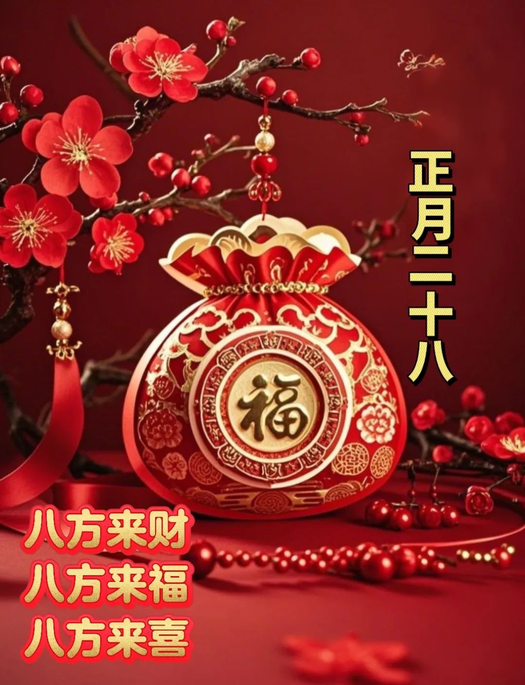 正月二十八：愿你吉祥安康，八方来财，八方来喜，早安祝福语图片-5821-10