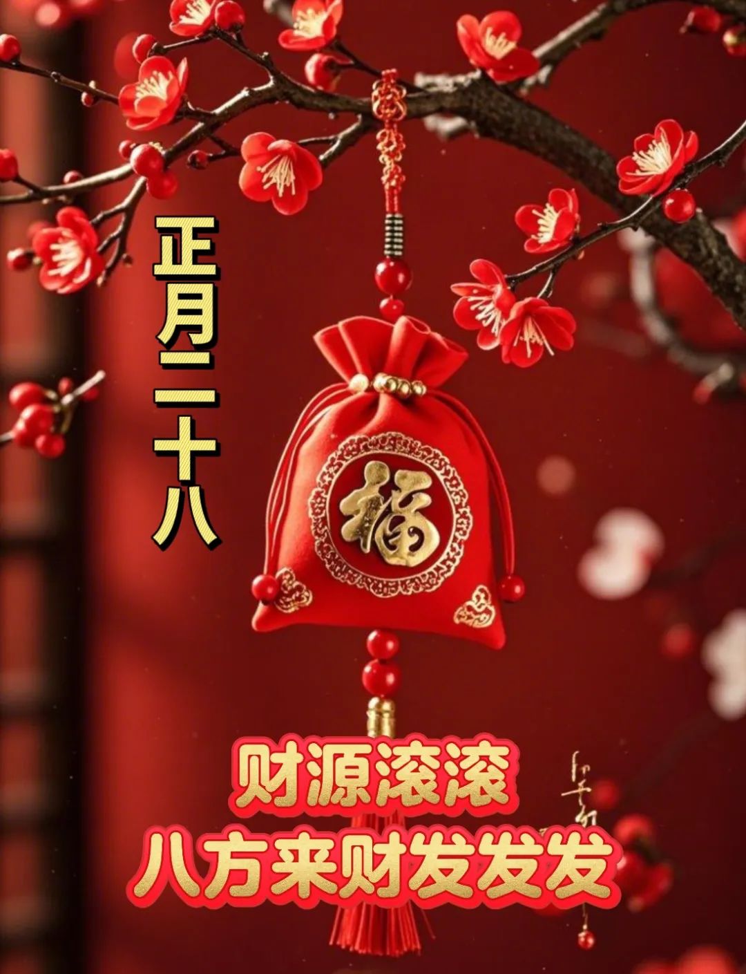 正月二十八：愿你吉祥安康，八方来财，八方来喜，早安祝福语图片-5821-9