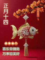 正月十四早安吉祥，声声祝福送给你，祝你事事都如意。大年十四，大吉大利、四季平安、四季发财、事事如愿。-5844-1