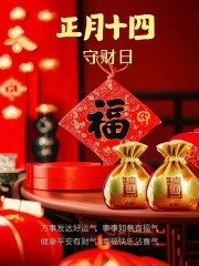 正月十四早安吉祥，声声祝福送给你，祝你事事都如意。大年十四，大吉大利、四季平安、四季发财、事事如愿。-5844-8