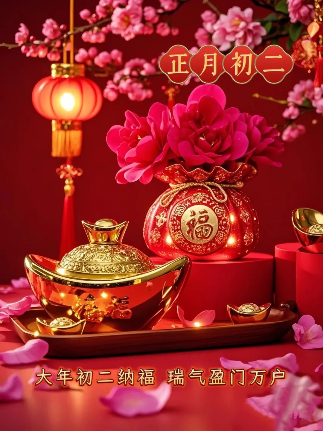 ²⁰²⁵/₀₁.₃₀早安朋友圈这样发，大年初二，平安、喜乐、富足！十全十美！-5865-3