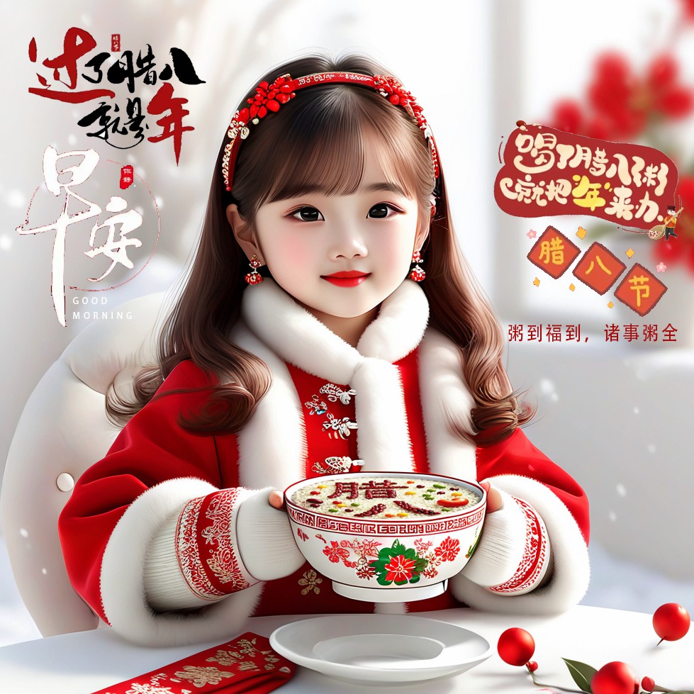 “²⁰²⁵/₀₁.₀₇腊八节，早上起床了这样发朋友圈”‖原创首发“粥到福到 诸事粥全”早安头像-5901-2