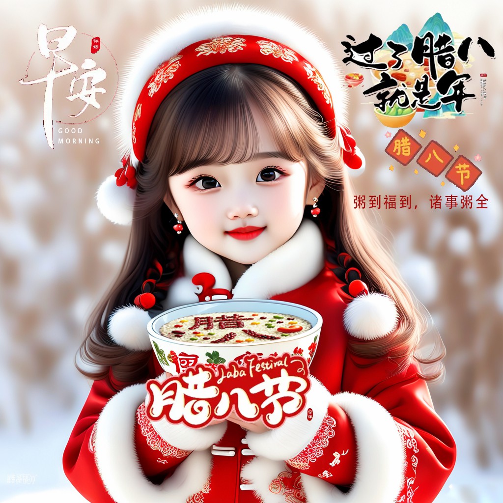 “²⁰²⁵/₀₁.₀₇腊八节，早上起床了这样发朋友圈”‖原创首发“粥到福到 诸事粥全”早安头像-5901-7